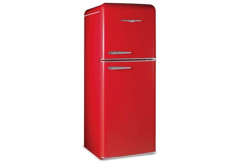 Vintage Monochrome Red Refrigerator In Retro Kitchen 3d Rendered