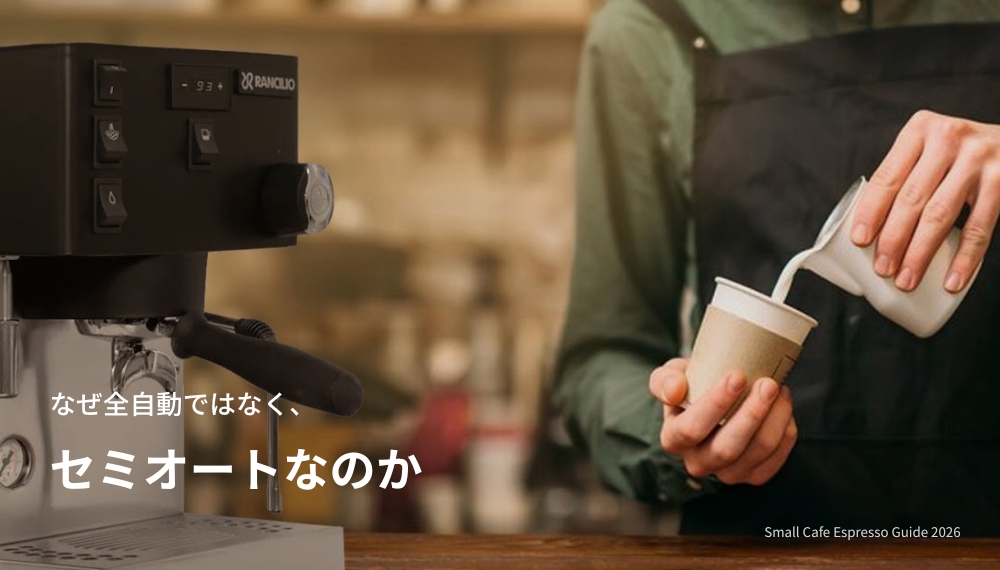 小規模カフェ向けセミオートエスプレッソマシン Silvia Pro Xでラテを作る様子